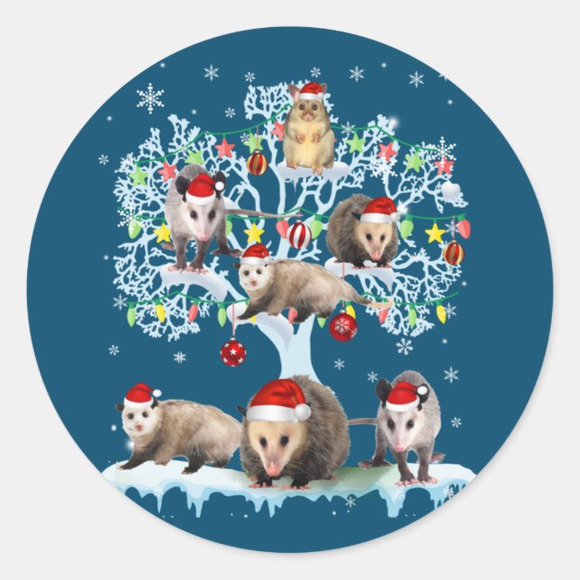 Adesivo Opossums On Christmas Tree Xmas Lights Santa Oposs (Frente)