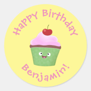 Adesivo Óptica ilustração do desenho animado do cupcake fe