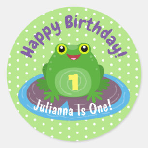 Adesivo Óptica ilustração do desenho do sapo verde kawaii 