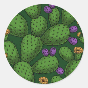 Adesivo Opuntia florescente em verde escuro