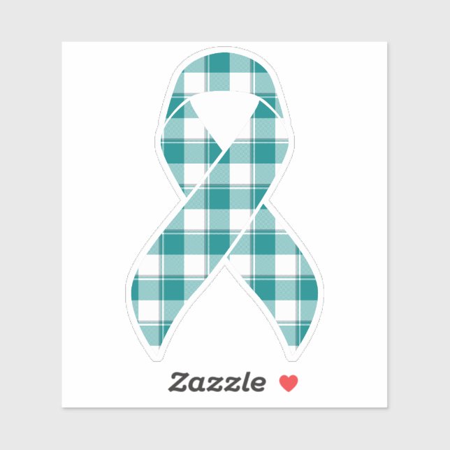 Adesivo Oral Cancer Awareness Plaid Teal Ribbon (Folha)