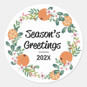 Adesivo Orange and Candy Cane Season's Greeting Wreath