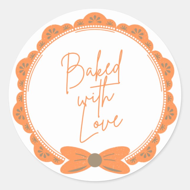 Adesivo Orange 'Baked With Love' Round Sticker (Frente)