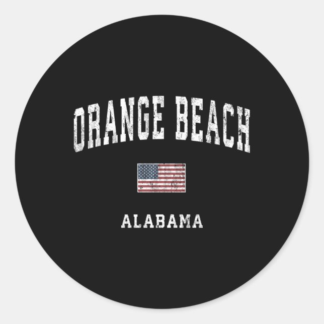 Adesivo Orange Beach Alabama Al American Flag Sports (Frente)