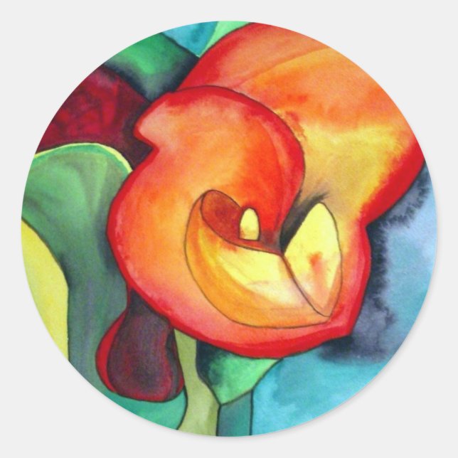 Adesivo Orange Canna lily - arte original de aquarela (Frente)