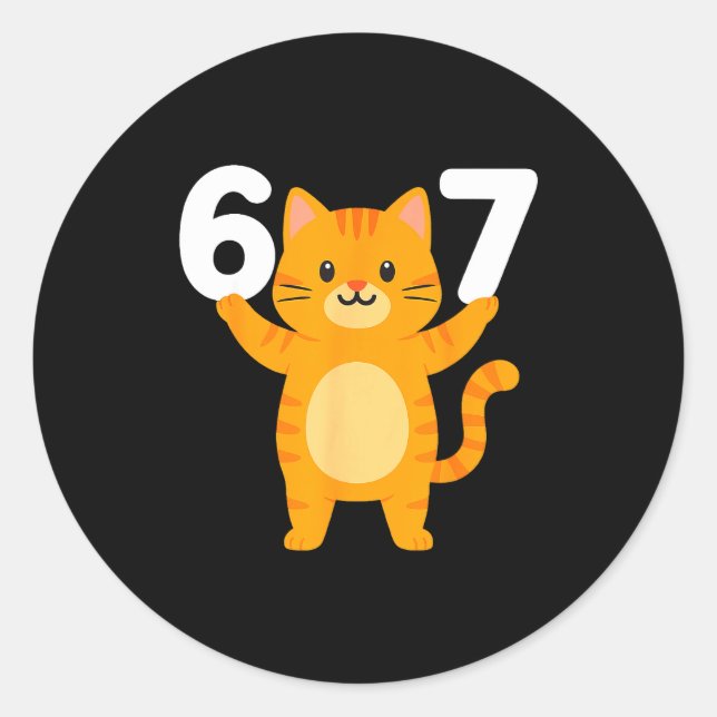 Adesivo Orange Cat 67 Meme Six Seven Funny Cat Lover  (Frente)