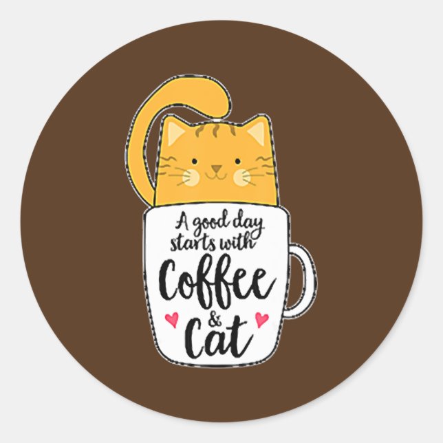 Adesivo Orange Cat Coffee Cute  (Frente)