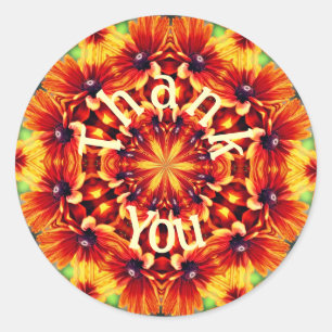 Adesivo Orange Daisy Abstrato Flower Art Obrigado