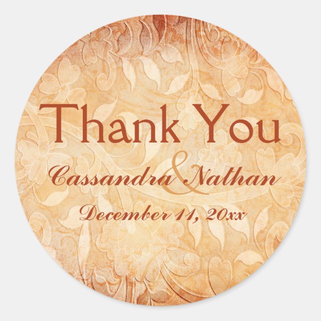 Adesivo Orange e Ivory Floral Obrigado Sticker (Frente)