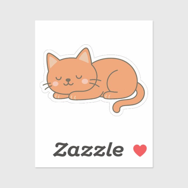 Adesivo Orange Ginger Cat – Adorable Sleeping Cartoon (Folha)