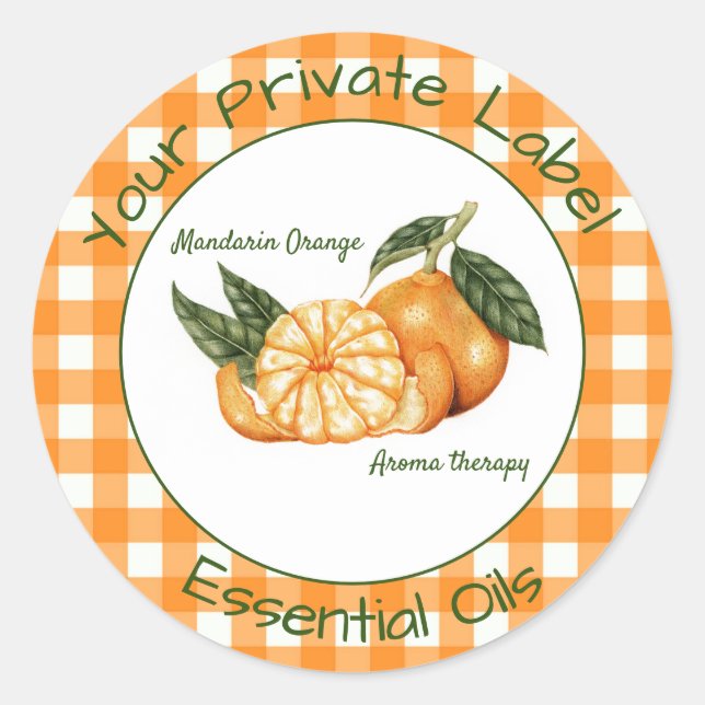 Adesivo Orange Gingham Private Essentials label (Frente)