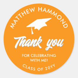 Adesivo Orange Graduating Class Thank You Grad Cap