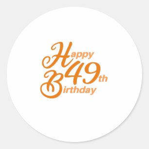 Adesivo Orange Happy 49º Aniversário - texto cursivo