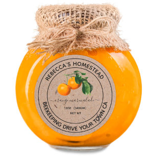 Adesivo Orange Marmalade Kraft Paper Canning Jar Labels