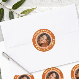 Adesivo Orange Modern Photo Graduation Envelope Seal