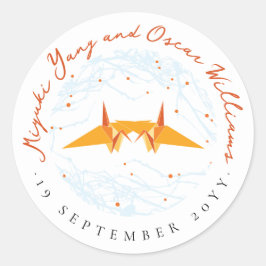 Adesivo Orange Origami Paper Cranes Ramificações Asiáticas