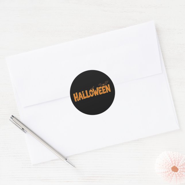 Adesivo Orange Plaid Halloween Bat (Envelope)