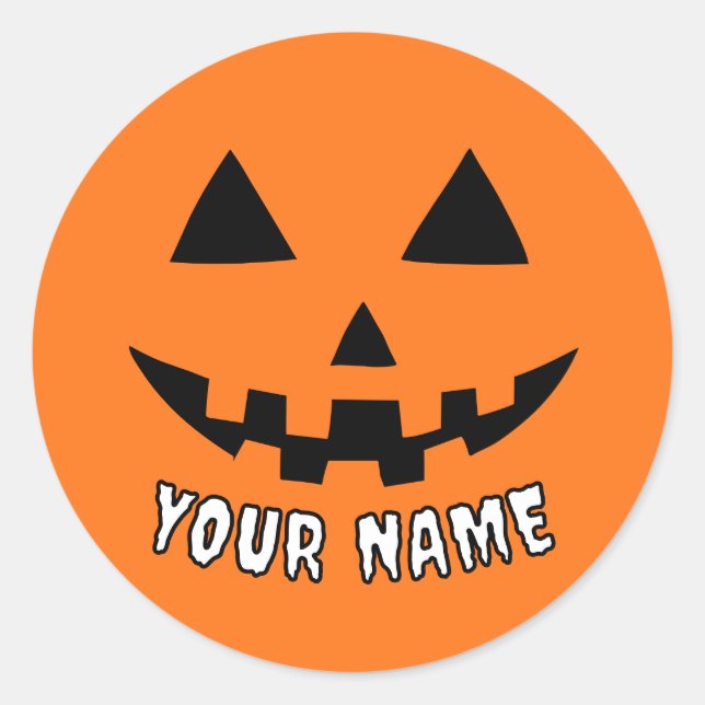 Adesivo Orange Pumpkin Personalizado Halloween Seu Nome (Frente)