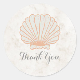 Adesivo Orange Rustic Seashell Weding Obrigado