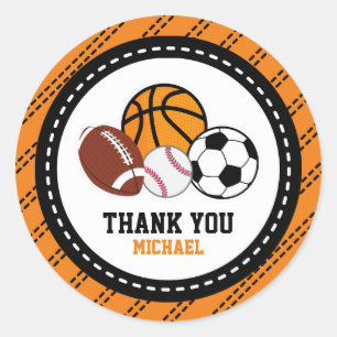 Adesivo Orange Sport All Star Party Obrigado Tag Favorito