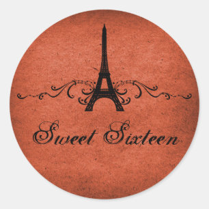 Adesivo Orange Vintage French Flourish Sweet 16 Stickers