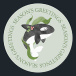 Adesivo Orca Christmas<br><div class="desc">Mande desejos de férias para seus amantes de orca favoritos nesta época de Natal.</div>
