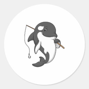 Adesivo Orca como pescador com cana de pesca