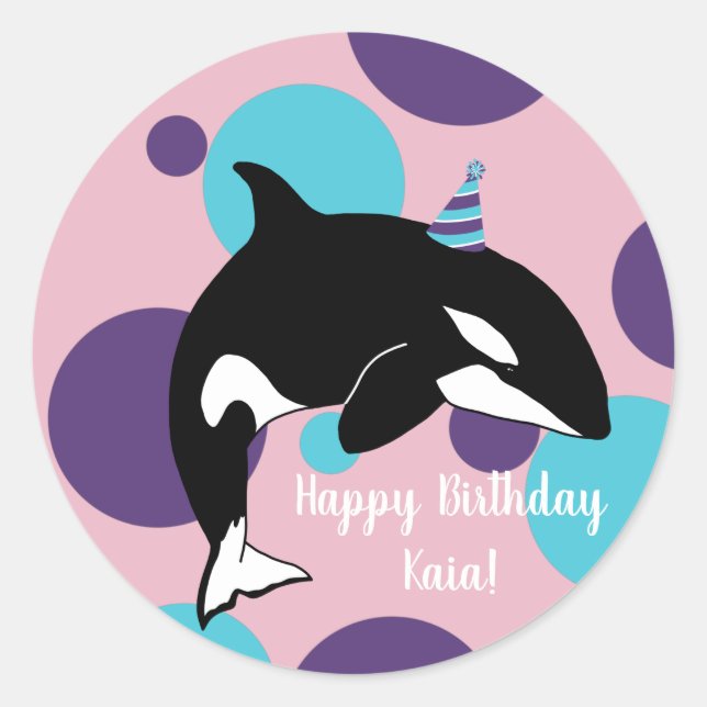 Adesivo Orca Killer Whale Birthday (Frente)