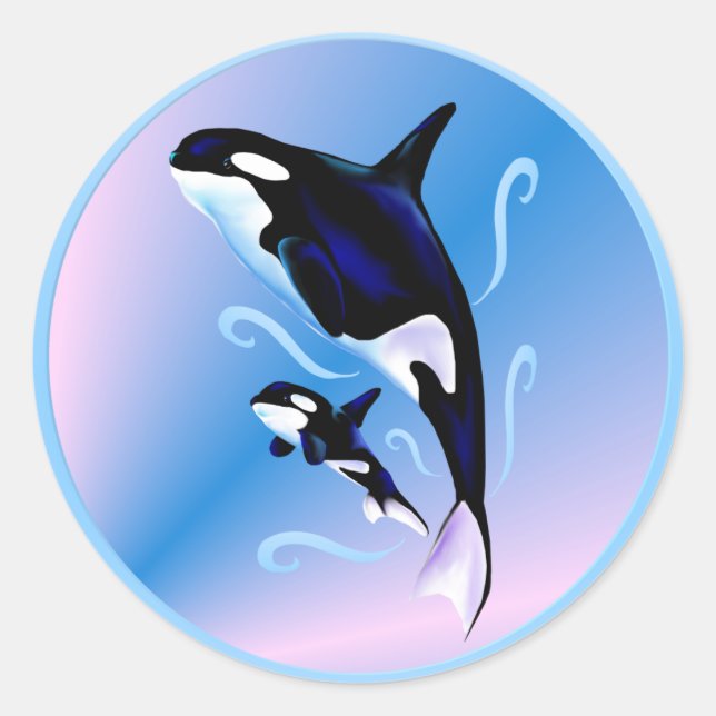 Adesivo Orca Mãe e Baby Sticker (Frente)