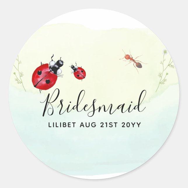 Adesivo Orçamento Bridesmaid Bridal Party Gifs LADYBUGS (Frente)