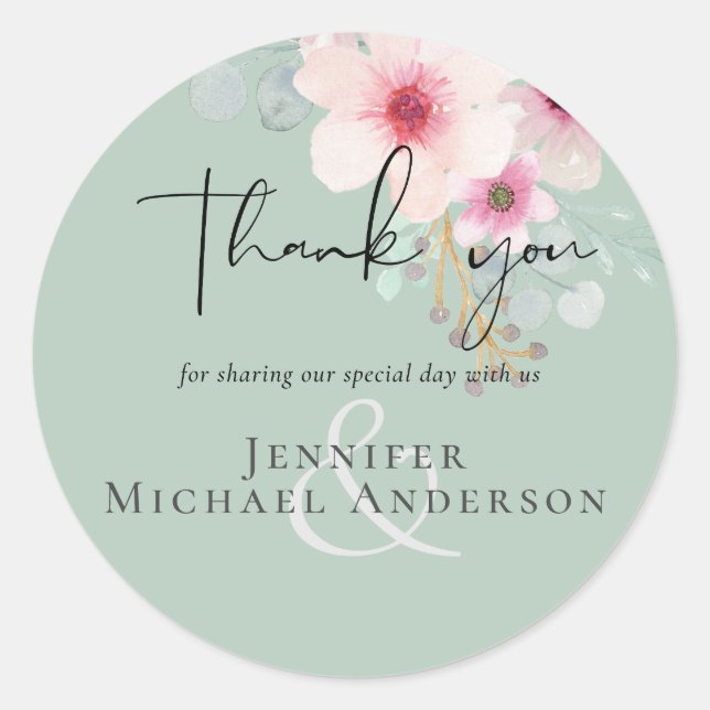 Adesivo Orçamento de Script Floral de Casamento Floral de  (Frente)