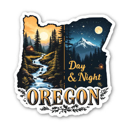 Adesivo Oregon State Sticker | Day & Night Landscape Art