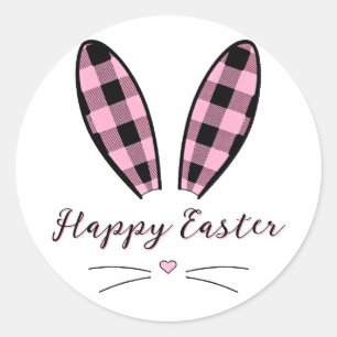 Adesivo Orelhas de coelho xadrez personalizadas Páscoa