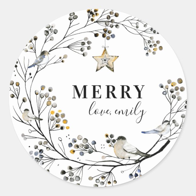 Adesivo Orgânico de Natal de Aves (Frente)