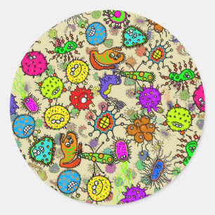 Adesivo Organismos microscópicos engraçados do laborató