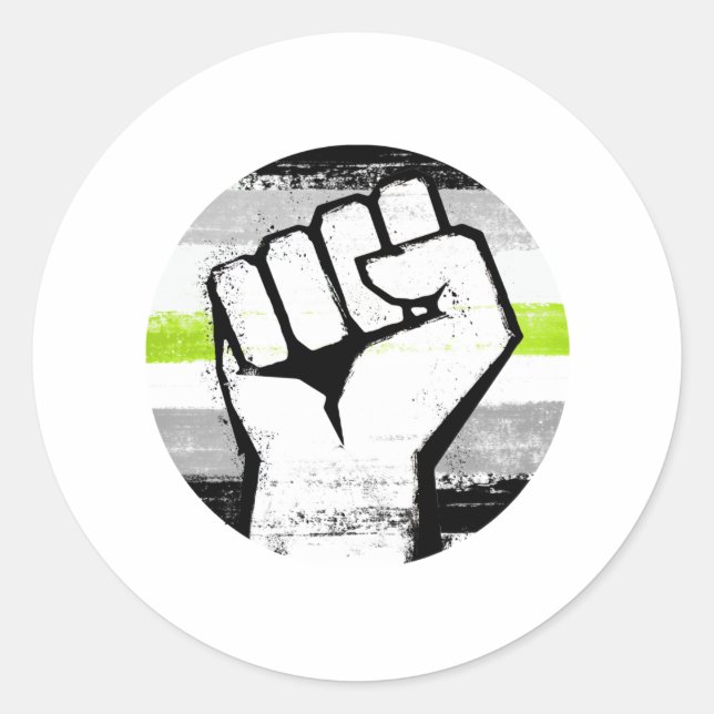 Adesivo Orgulho Agênero Punho Círculo Impressão (Frente)