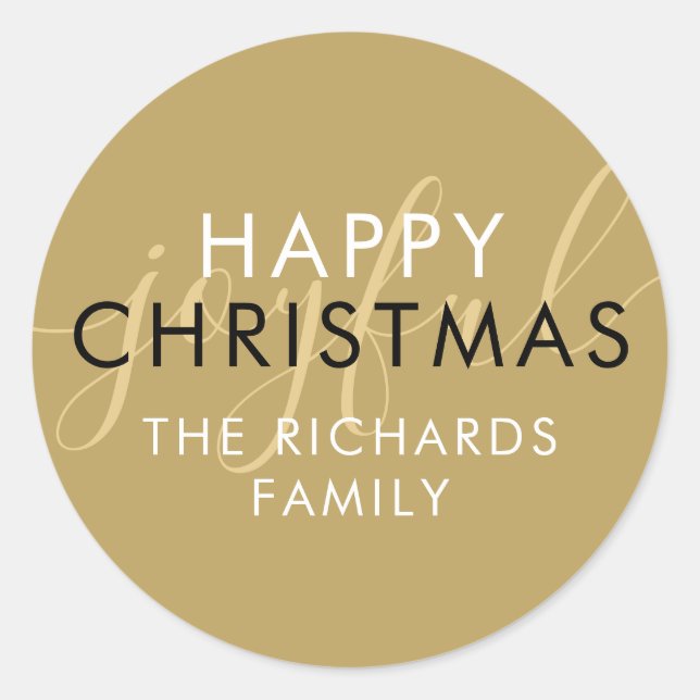 Adesivo Orgulho Chic Feliz de Natal Moderno e Dourado (Frente)