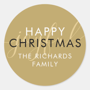 Adesivo Orgulho Chic Feliz de Natal Moderno e Dourado