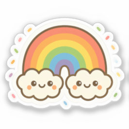 Adesivo Orgulho Colorido do Arco-Íris Kawaii