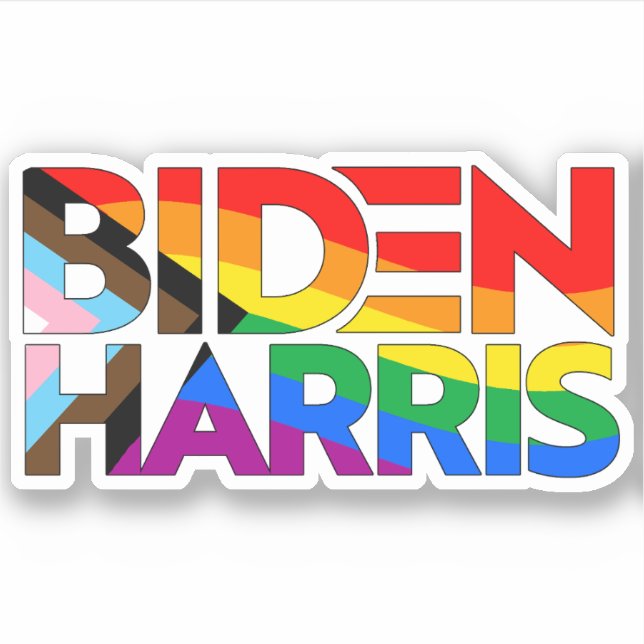 Adesivo Orgulho de Progresso LGBTQ+ de Biden Harris (Frente)