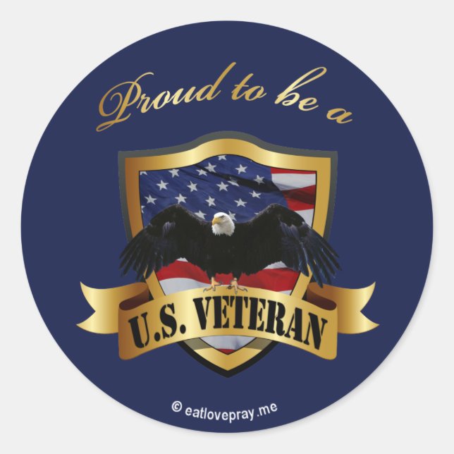 Adesivo Orgulho de ser um Veterano dos EUA - marinho azul (Frente)
