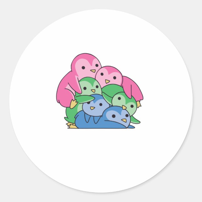 Adesivo Orgulho de Sinalizador Polisexual Lgbtq Cute Pengu (Frente)