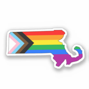 Adesivo Orgulho do Estado de Massachusetts LGBTQ Progresso