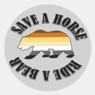 ADESIVO ORGULHO DO URSO GAY SALVE UM CAVALO MONTE UM URSO