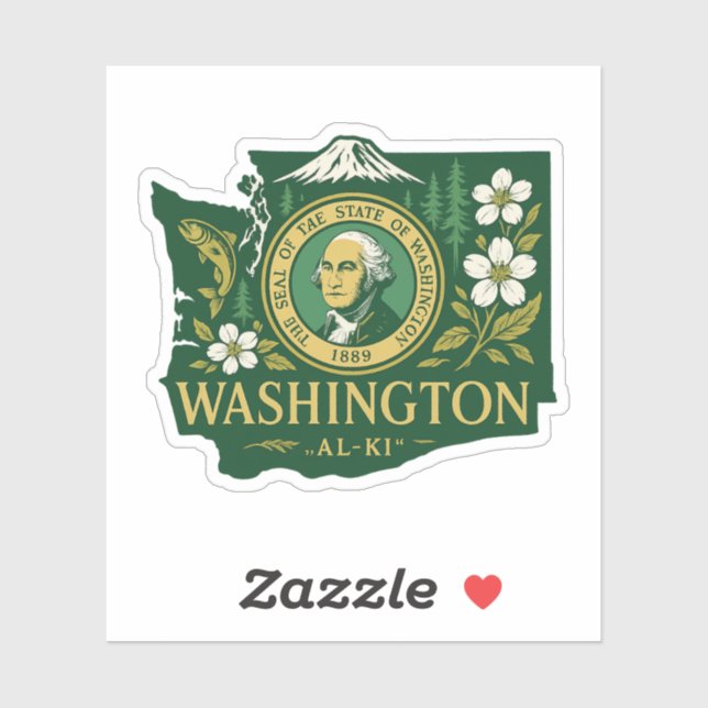 Adesivo Orgulho estatal de Washington (Folha)