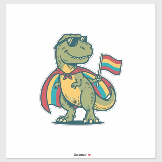 Adesivo Orgulho Fofo de Dinossauro Camisa Vector Design_1 (Folha)