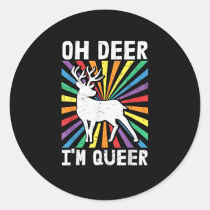 Adesivo Orgulho Gay Lésbica LGBT Vintage Oh Deer Eu Sou Qu