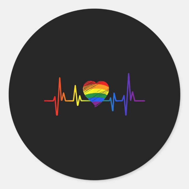 Adesivo Orgulho gay LGBT Heartbeat Lésbicas Gay Adoram (Frente)