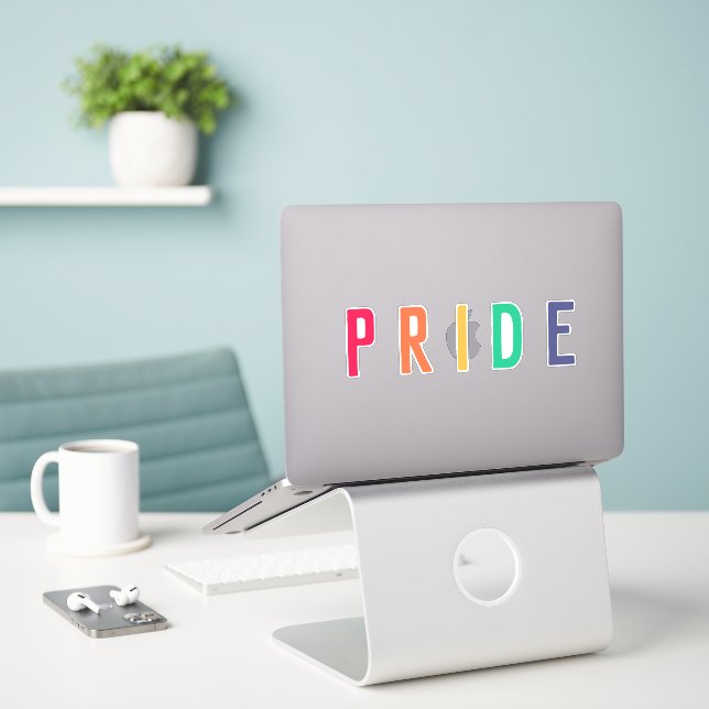 Adesivo Orgulho | Gay LGBTQ Arco-Íris Moderno (Laptop na mesa)