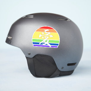 Adesivo Orgulho gay LOVE em Kanji e orgulho LGBTQ chinês
